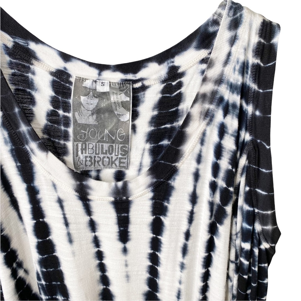 Young Fabulous & Broke Black White Tie Dye Cold Shoulder Long Sleeve Top Small - Picture 3 of 5